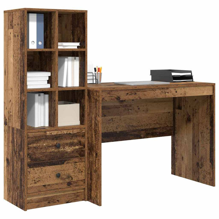 Skrivebord med opbevaring 2 pcs Gammelt træ 100 x 50 x 76 cm