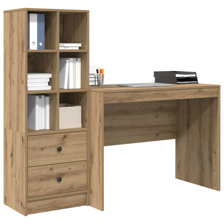 Skrivebord med opbevaring 2 pcs artisan eg 100 x 50 x 76 cm