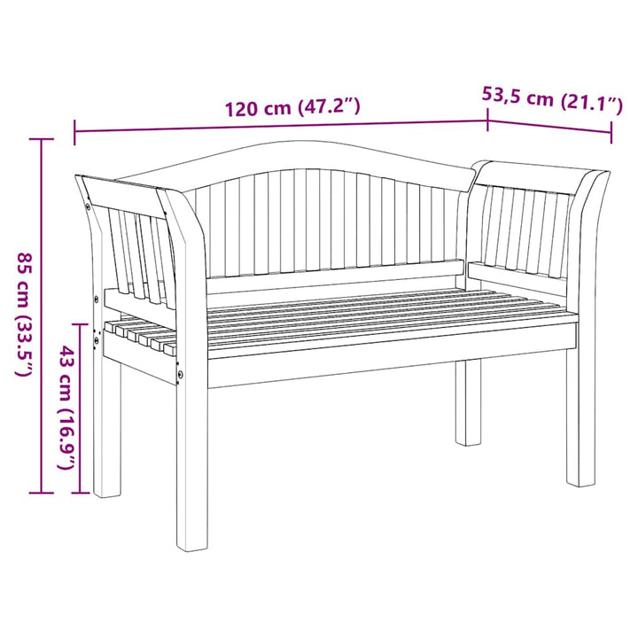 Havebænk Brun 120 x 53,5 x 85 cm Massivt teaktræ