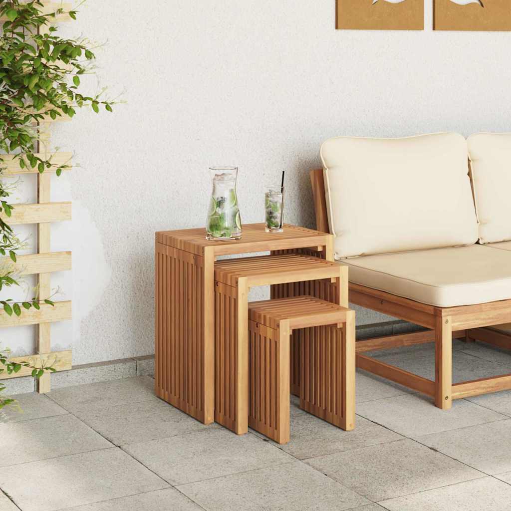 Nest af Sideborde 3 pcs Brun 33 x 44.5 x 51 cm Massivt teaktræ