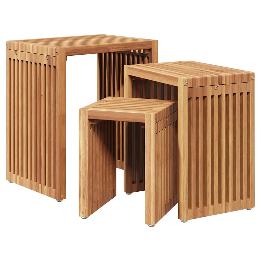 Nest af Sideborde 3 pcs Brun 33 x 44.5 x 51 cm Massivt teaktræ