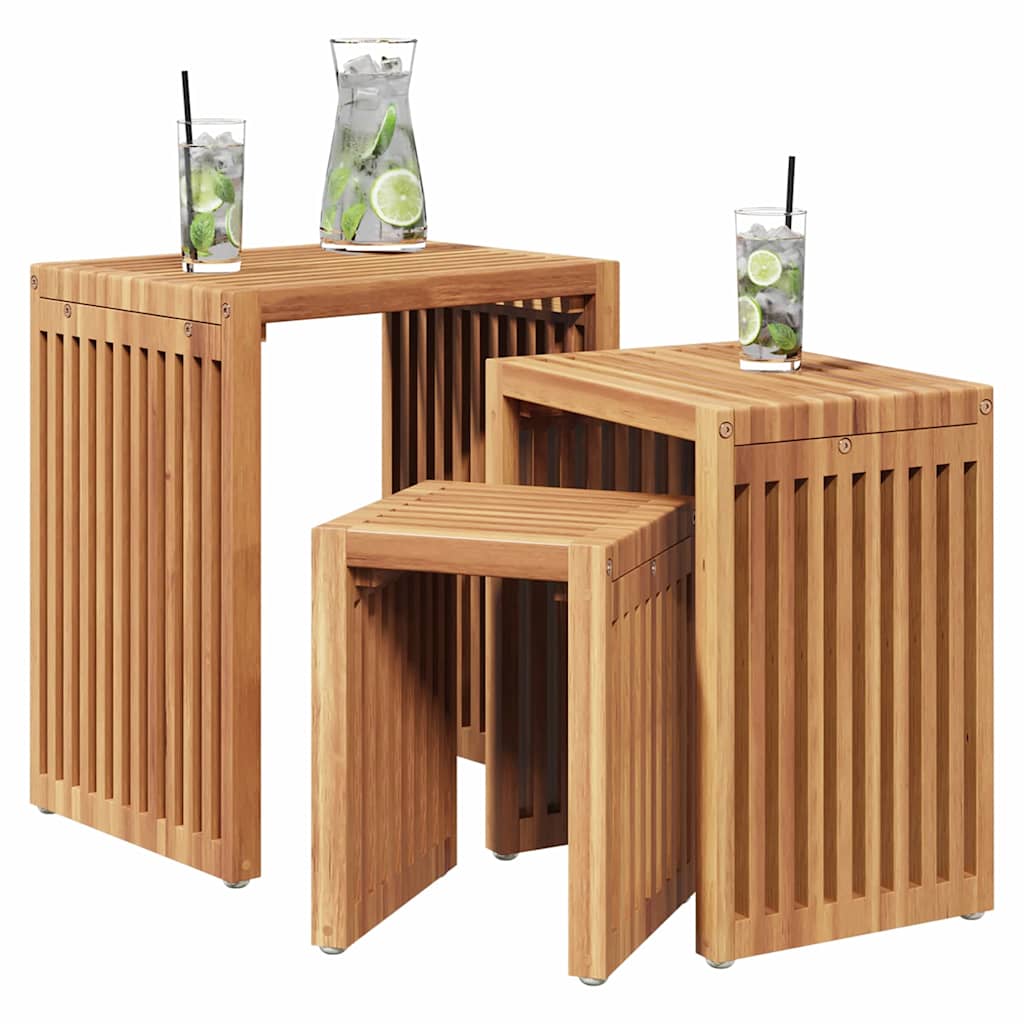 Nest af Sideborde 3 pcs Brun 33 x 44.5 x 51 cm Massivt teaktræ
