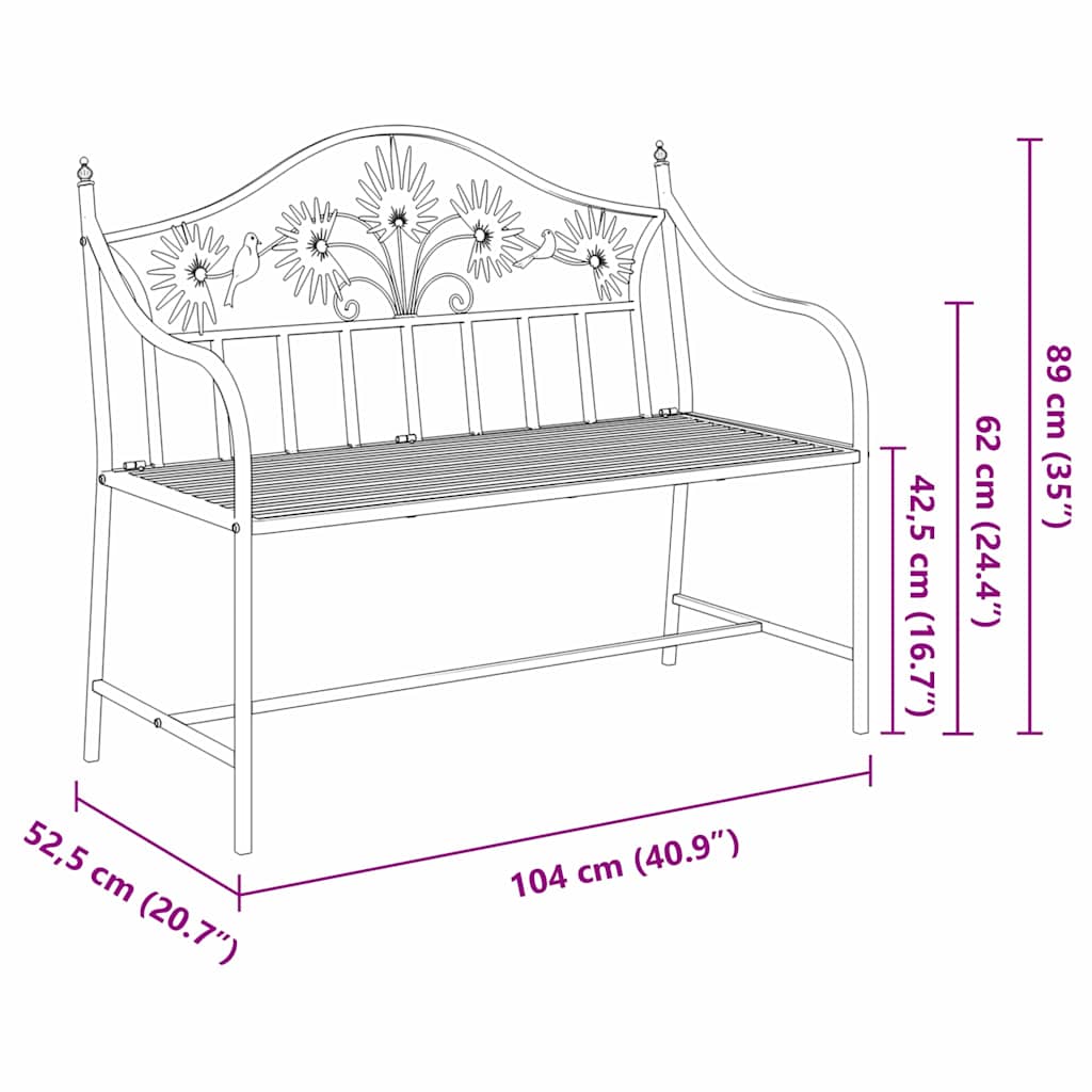 Havebænk Hvid 104 x 54 x 93cm Stål