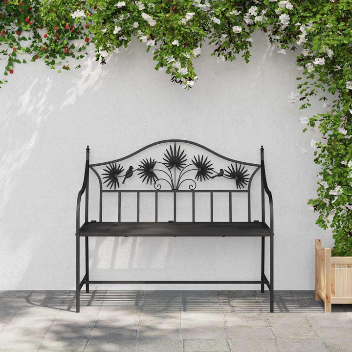 Havebænk Sort 104 x 54 x 93cm Stål