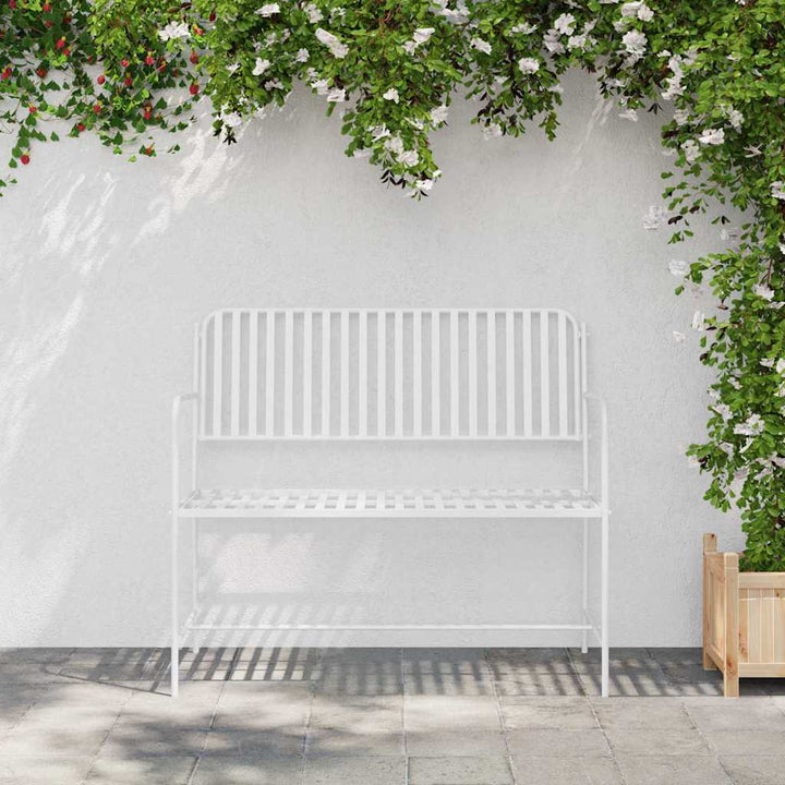 Havebænk Hvid 104 x 54 x 93cm Stål