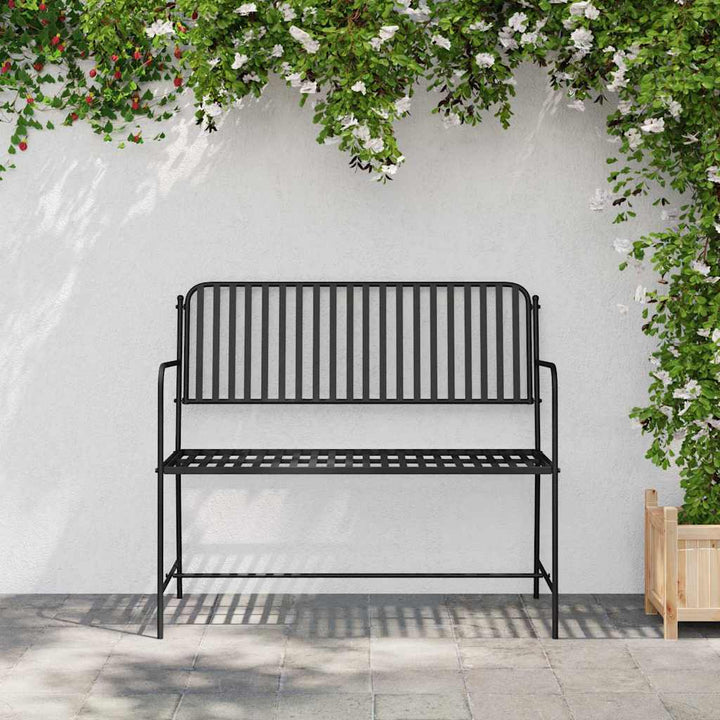 Havebænk Sort 104 x 54 x 93cm Stål