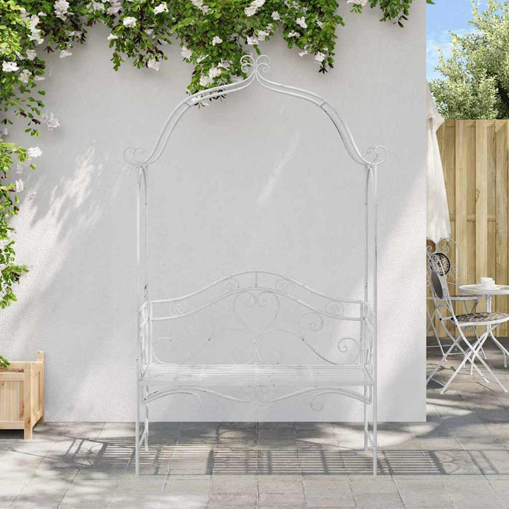 Havebænk med pude Hvid 104 x 54 x 93cm Stål