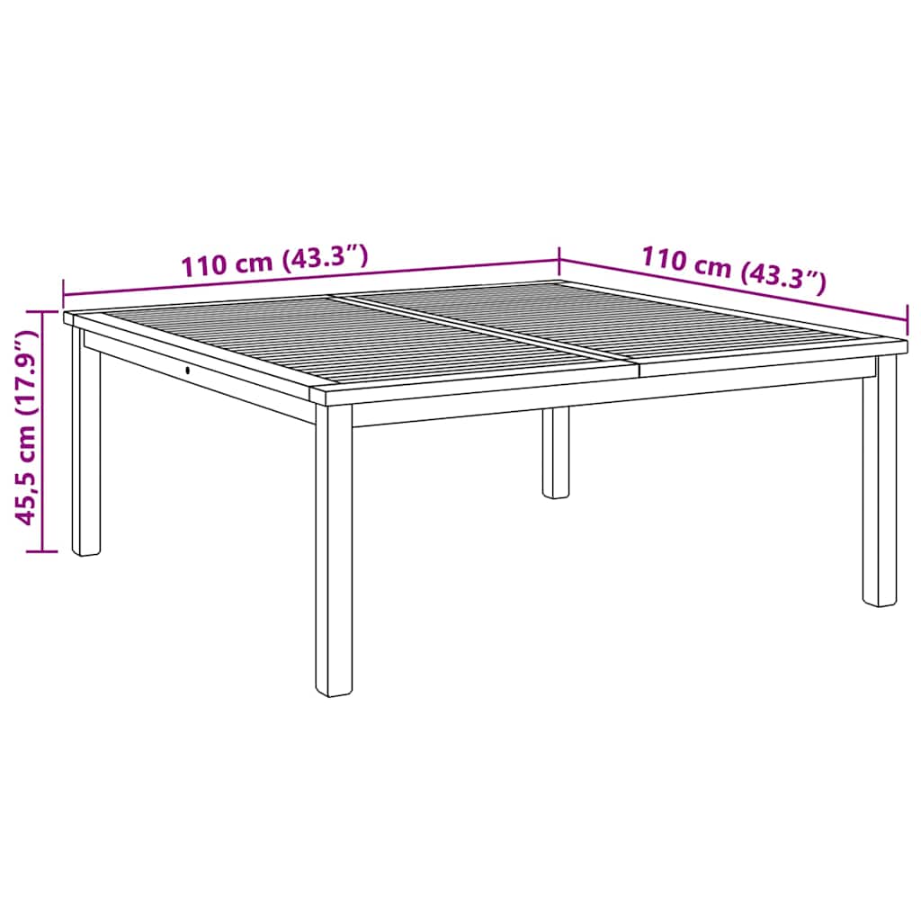 Sofabord Brun 110 x 110 x 45 cm Massivt teaktræ