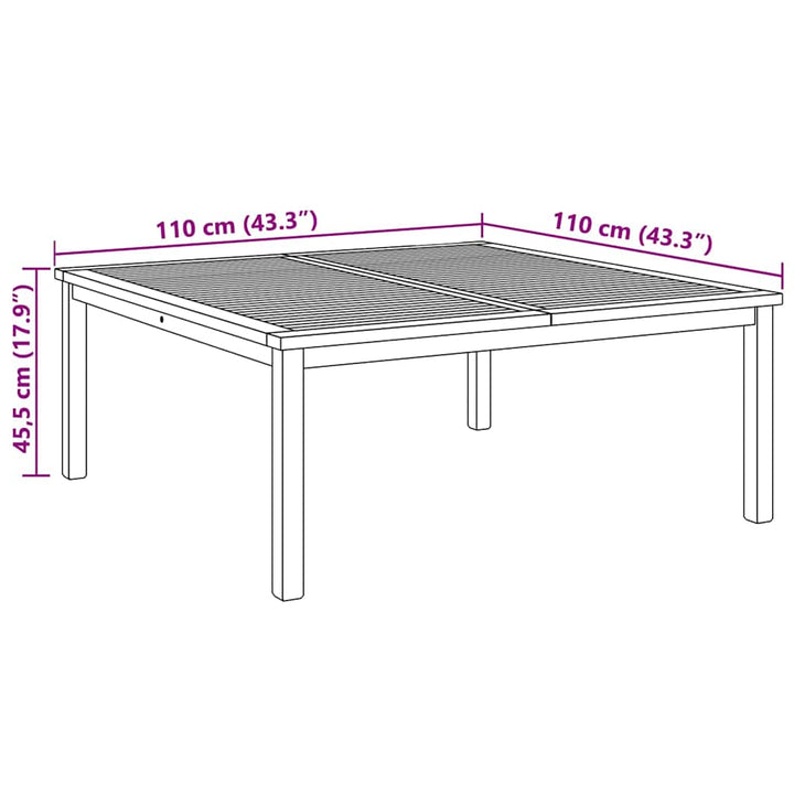 Sofabord Brun 110 x 110 x 45 cm Massivt teaktræ