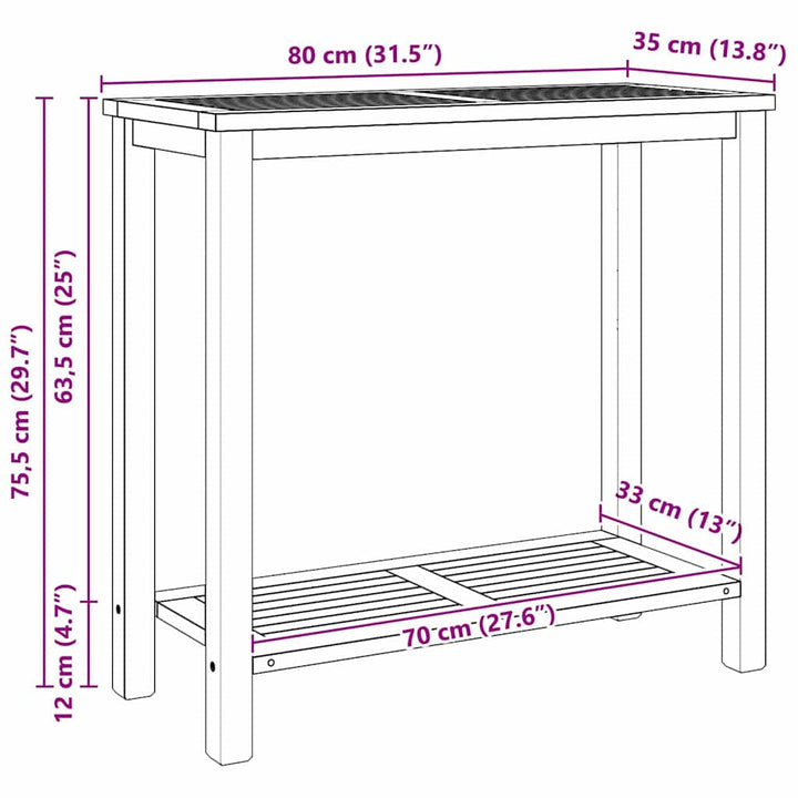 Sofabord med opbevaring Brun 85 x 35 x 75 cm Massivt teaktræ