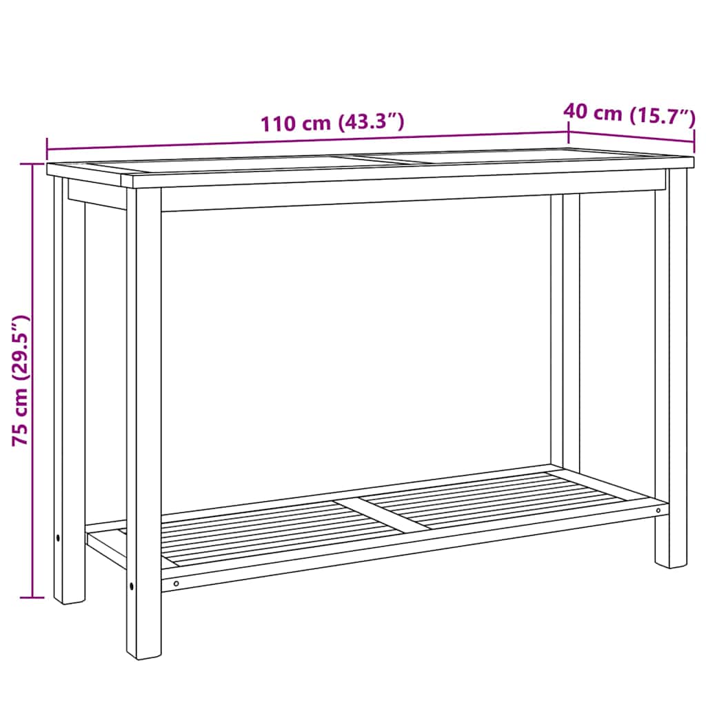 Sofabord med opbevaring Brun 110 x 40 x 45 cm Massivt teaktræ