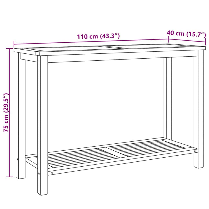 Sofabord med opbevaring Brun 110 x 40 x 45 cm Massivt teaktræ
