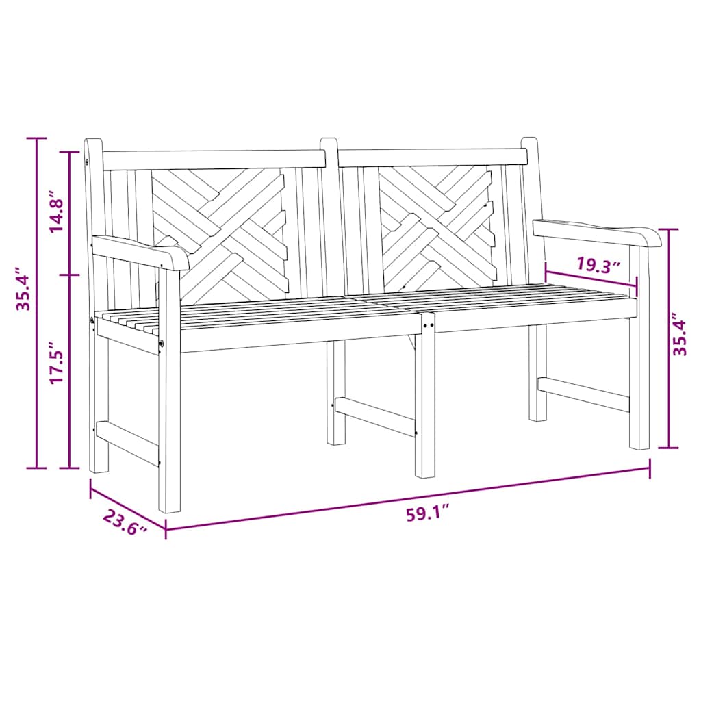Havebænk Brun 150 x 60 x 90 cm Massivt teaktræ