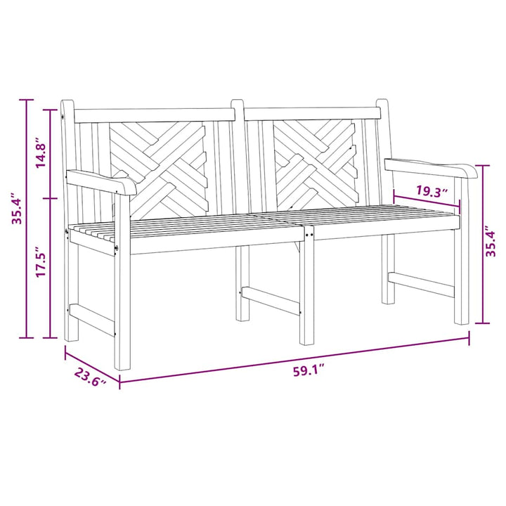 Havebænk Brun 150 x 60 x 90 cm Massivt teaktræ