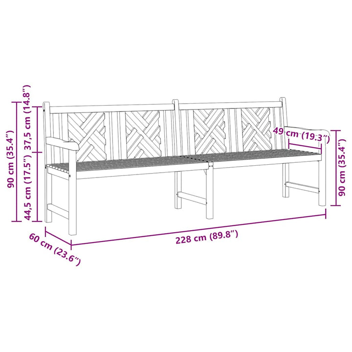 Havebænk Brun 228 x 60 x 90 cm Massivt teaktræ