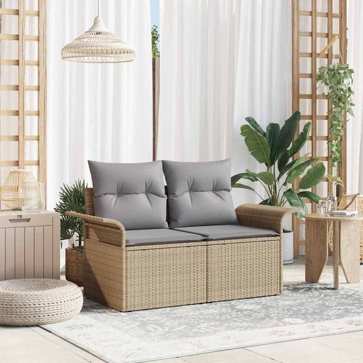 Havemøbelsofa med pude Beige 141 x 62 x 69cm polyrattan
