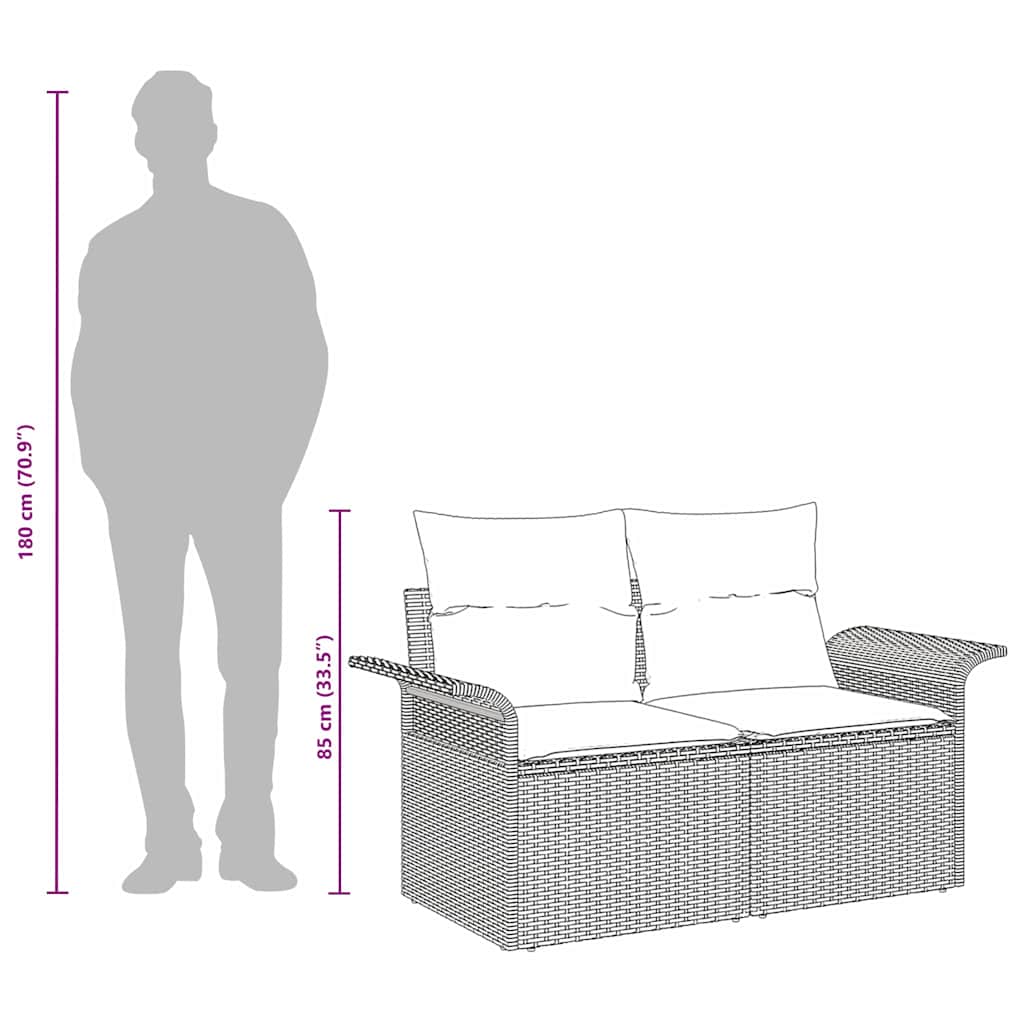 Havemøbelsofa med pude Beige 141 x 62 x 69cm polyrattan