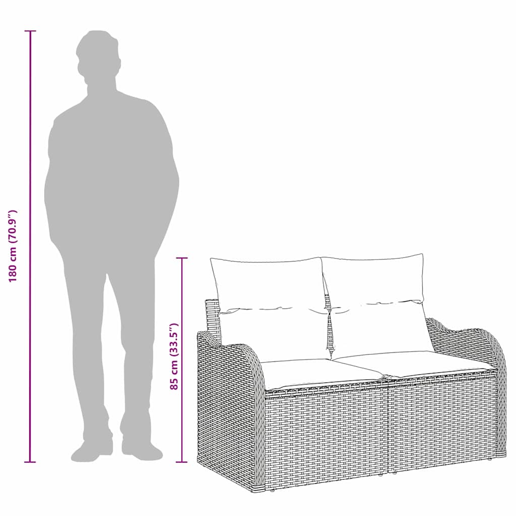 Havemøbelsofa med pude Beige 121 x 62 x 69cm polyrattan