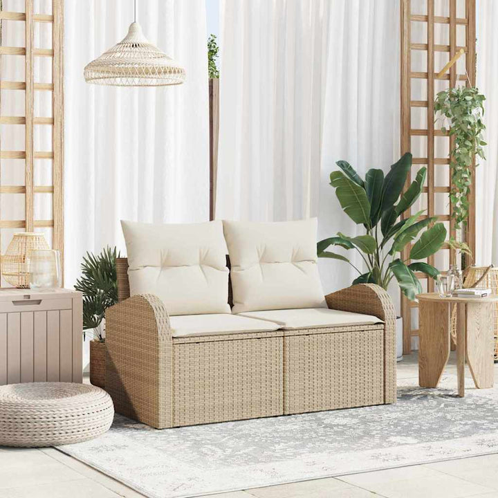 Havemøbelsofa med pude Beige 124 x 62 x 69cm polyrattan