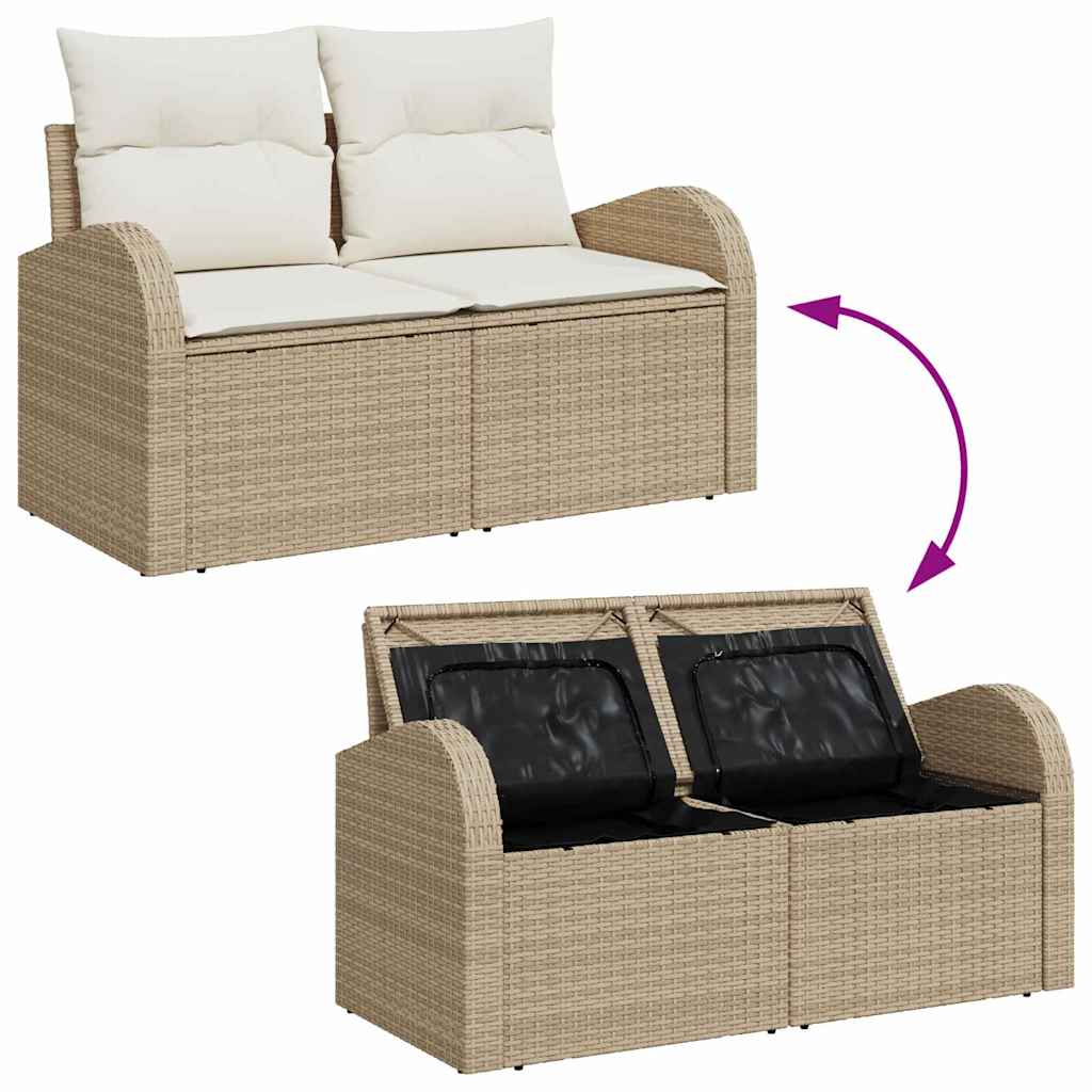 Havemøbelsofa med pude Beige 124 x 62 x 69cm polyrattan