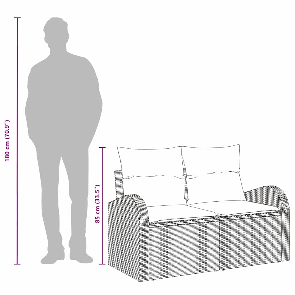 Havemøbelsofa med pude Beige 124 x 62 x 69cm polyrattan