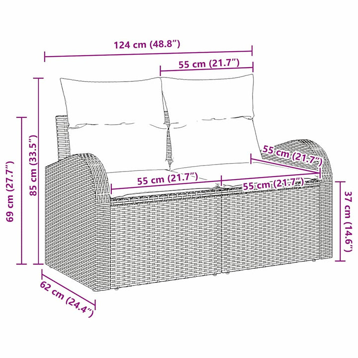 Havemøbelsofa med pude Beige 124 x 62 x 69cm polyrattan