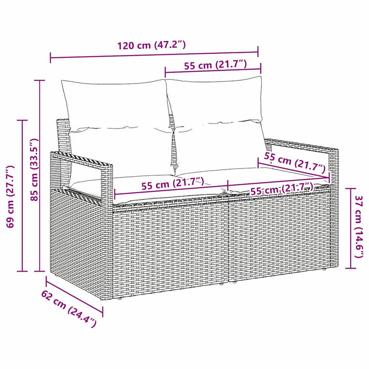 Havemøbelsofa med pude Beige 120 x 62 x 69cm polyrattan