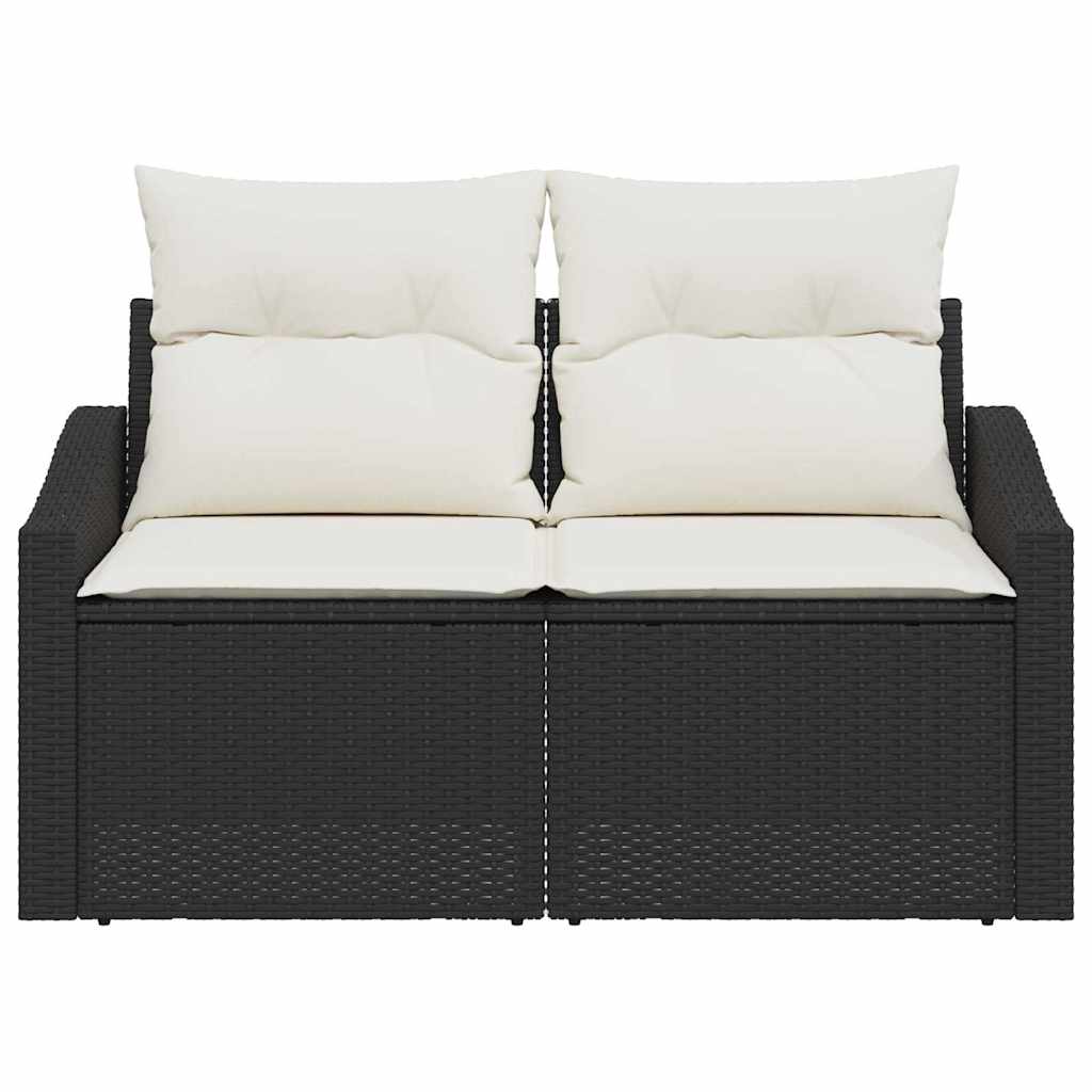 Havemøbelsofa med pude Sort 123 x 62 x 69cm polyrattan