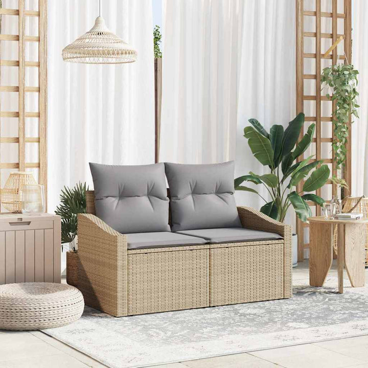 Havemøbelsofa med pude Beige 123 x 62 x 69cm polyrattan