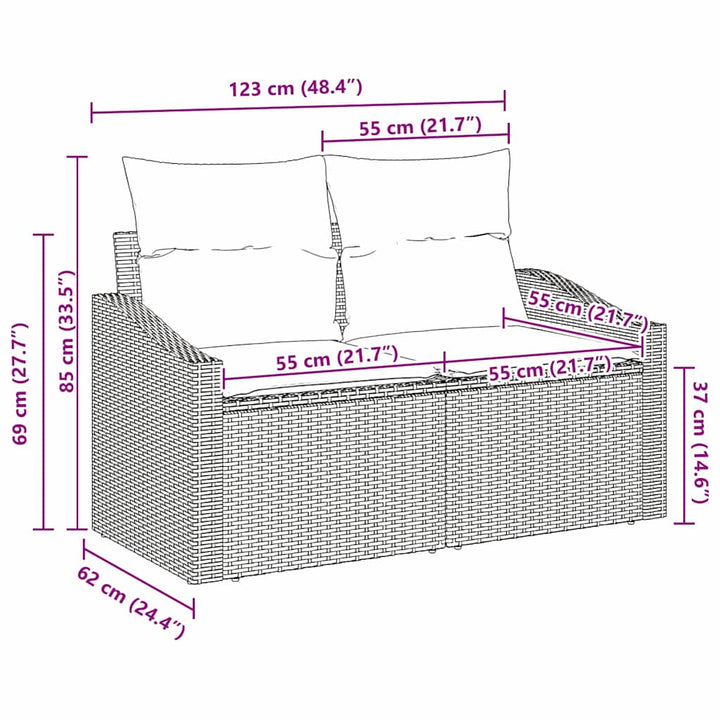 Havemøbelsofa med pude Beige 123 x 62 x 69cm polyrattan