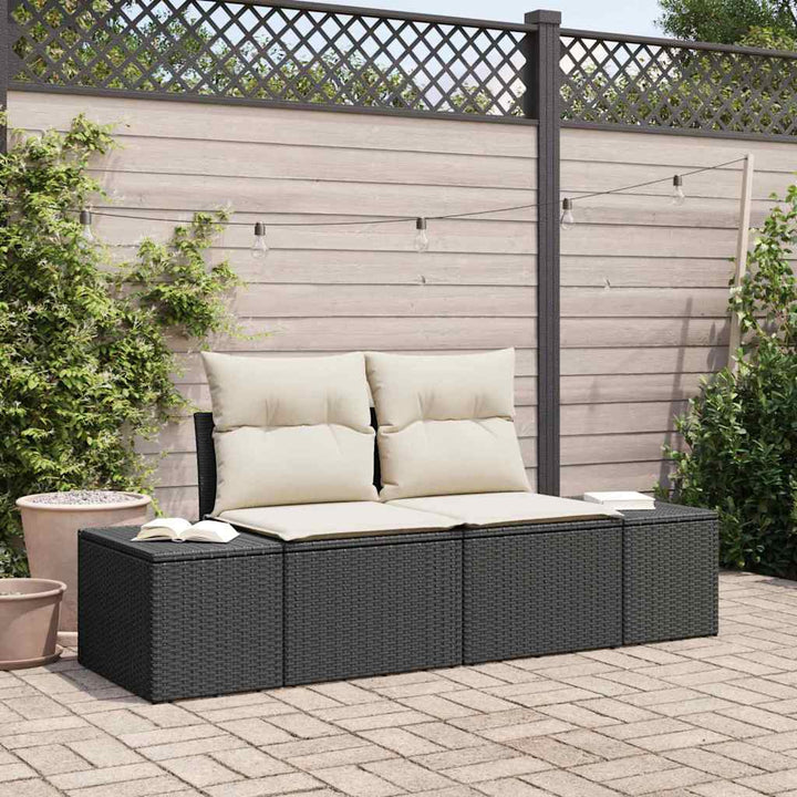 Havemøbelsofa med pude Sort 123 x 62 x 69cm polyrattan