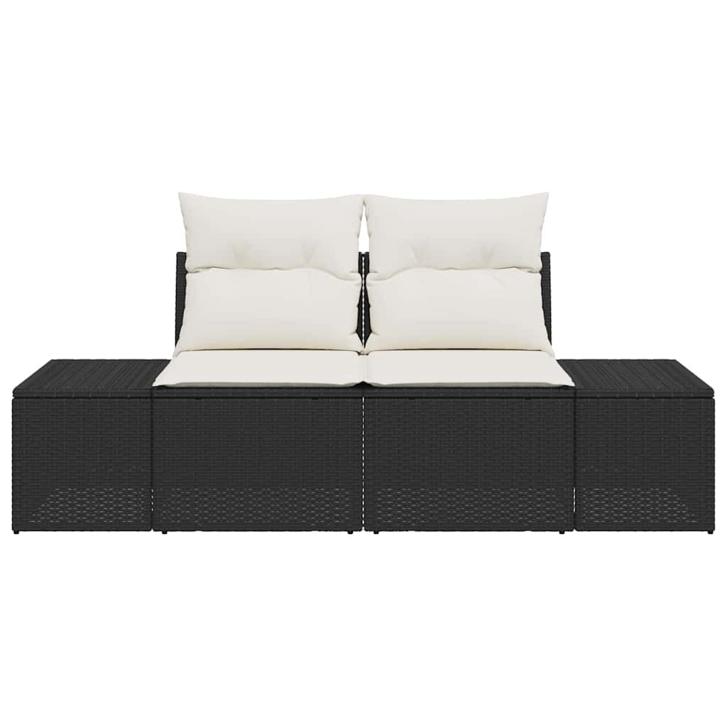 Havemøbelsofa med pude Sort 123 x 62 x 69cm polyrattan