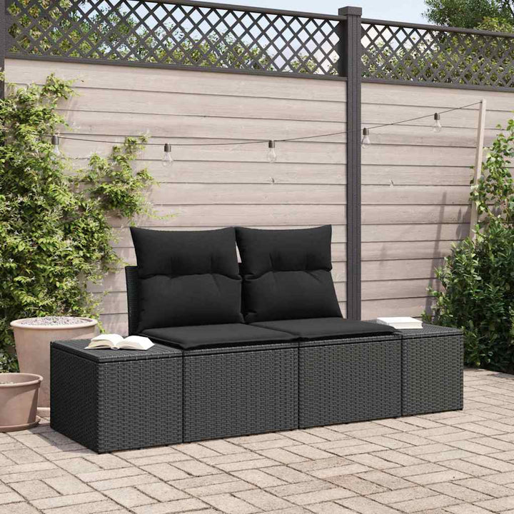 Havemøbelsofa med pude Sort 123 x 62 x 69cm polyrattan