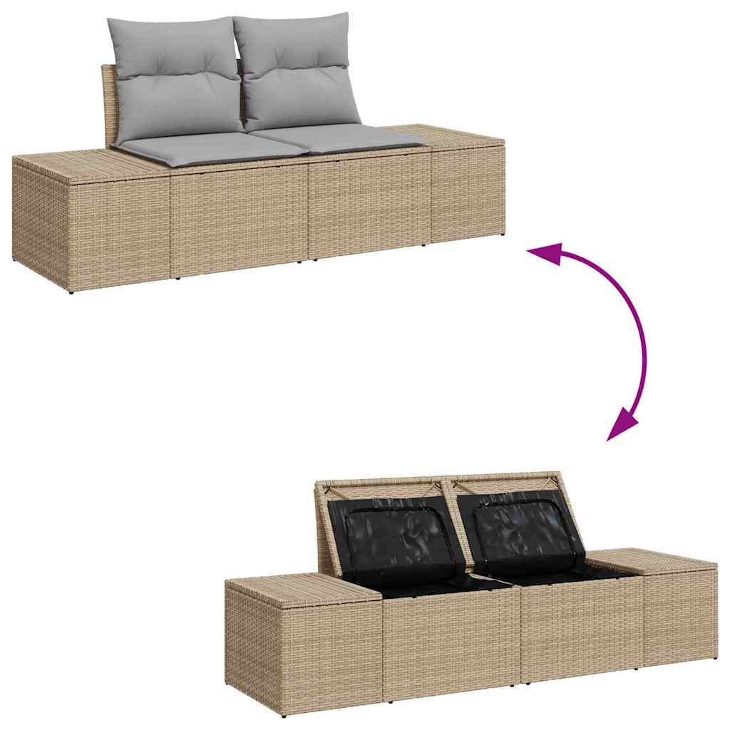 Havemøbelsofa med pude Beige 123 x 62 x 69cm polyrattan