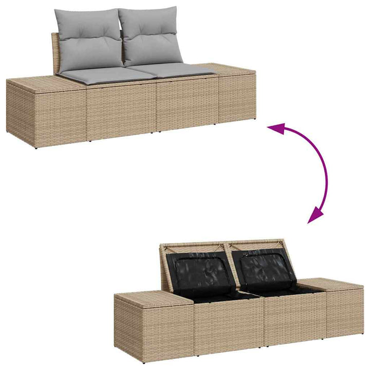 Havemøbelsofa med pude Beige 123 x 62 x 69cm polyrattan