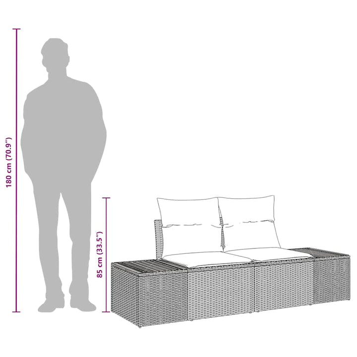 Havemøbelsofa med pude Beige 123 x 62 x 69cm polyrattan