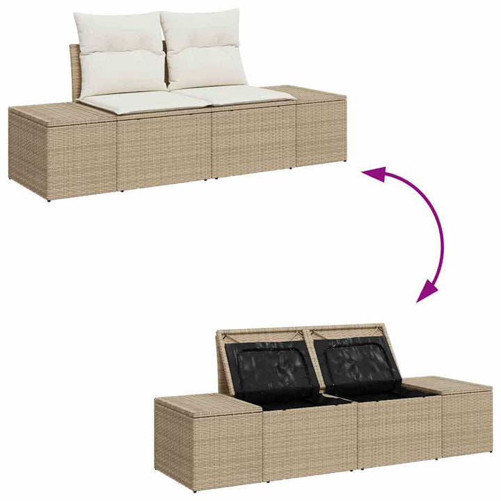 Havemøbelsofa med pude Beige 123 x 62 x 69cm polyrattan