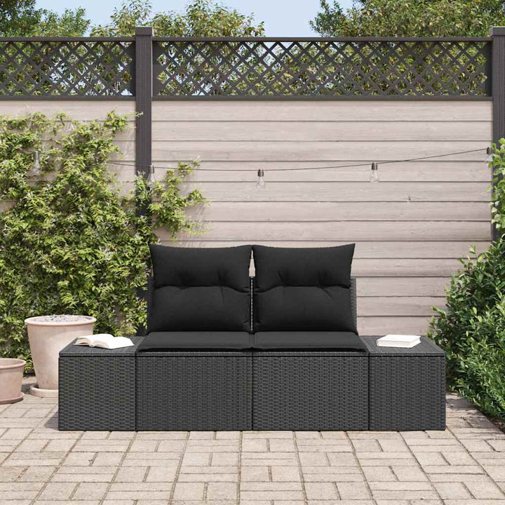 Havemøbelsofa med pude Sort 123 x 62 x 69cm polyrattan