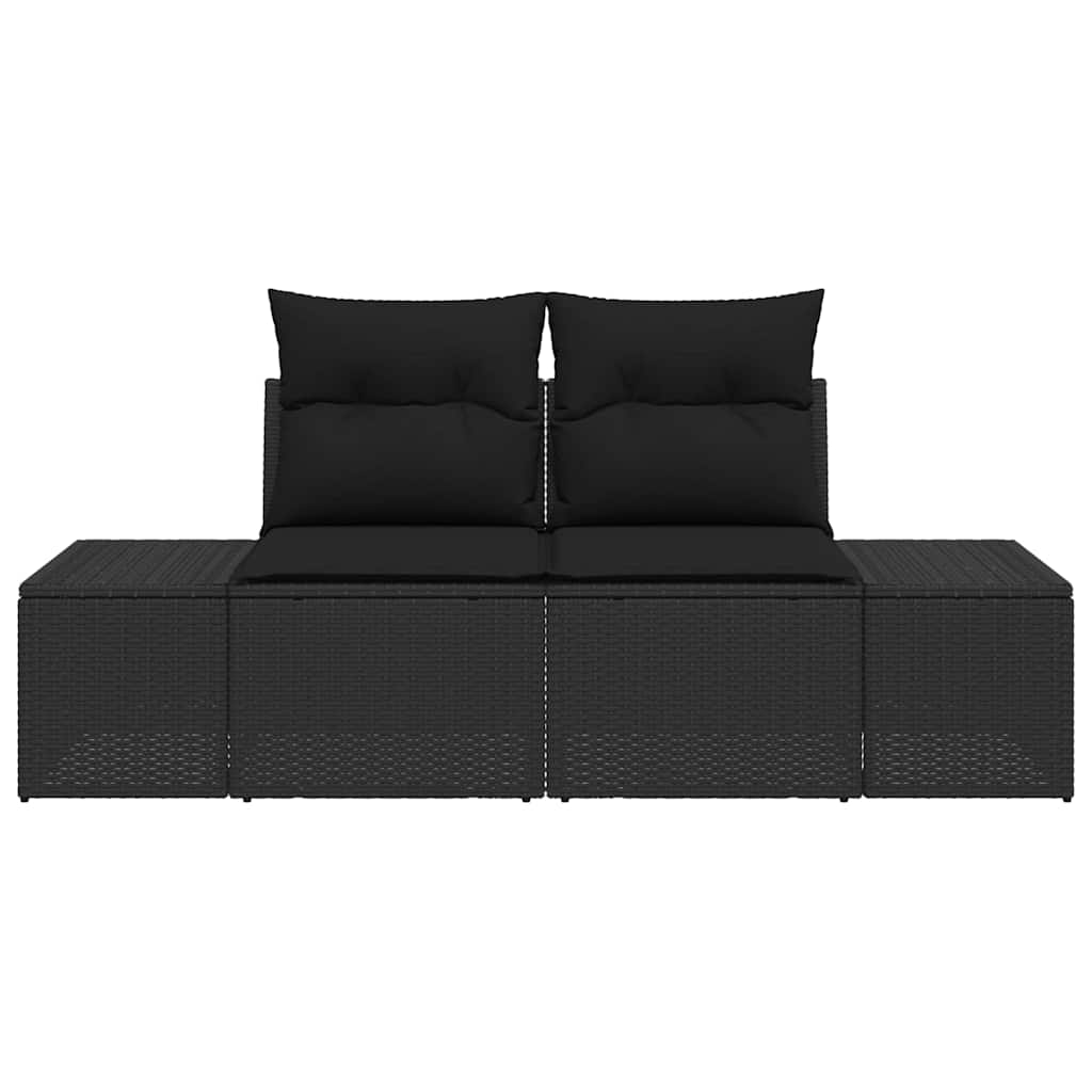 Havemøbelsofa med pude Sort 123 x 62 x 69cm polyrattan