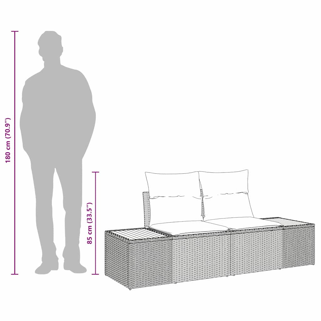 Havemøbelsofa Sort 184 x 62 x 85cm polyrattan