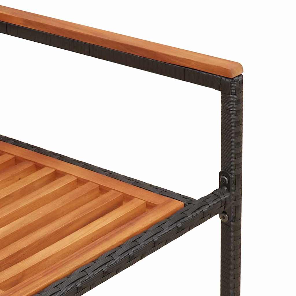Have stapelstole 2 pcs Brun og sort Solid akacietræ, PE rattan
