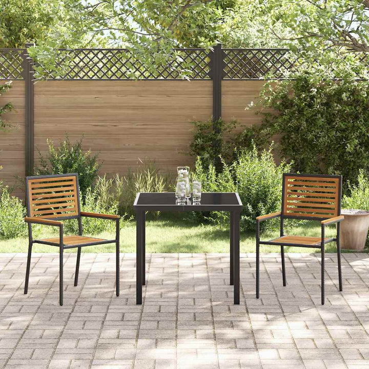 Have stapelstole 2 pcs Brun og sort Solid akacietræ, PE rattan