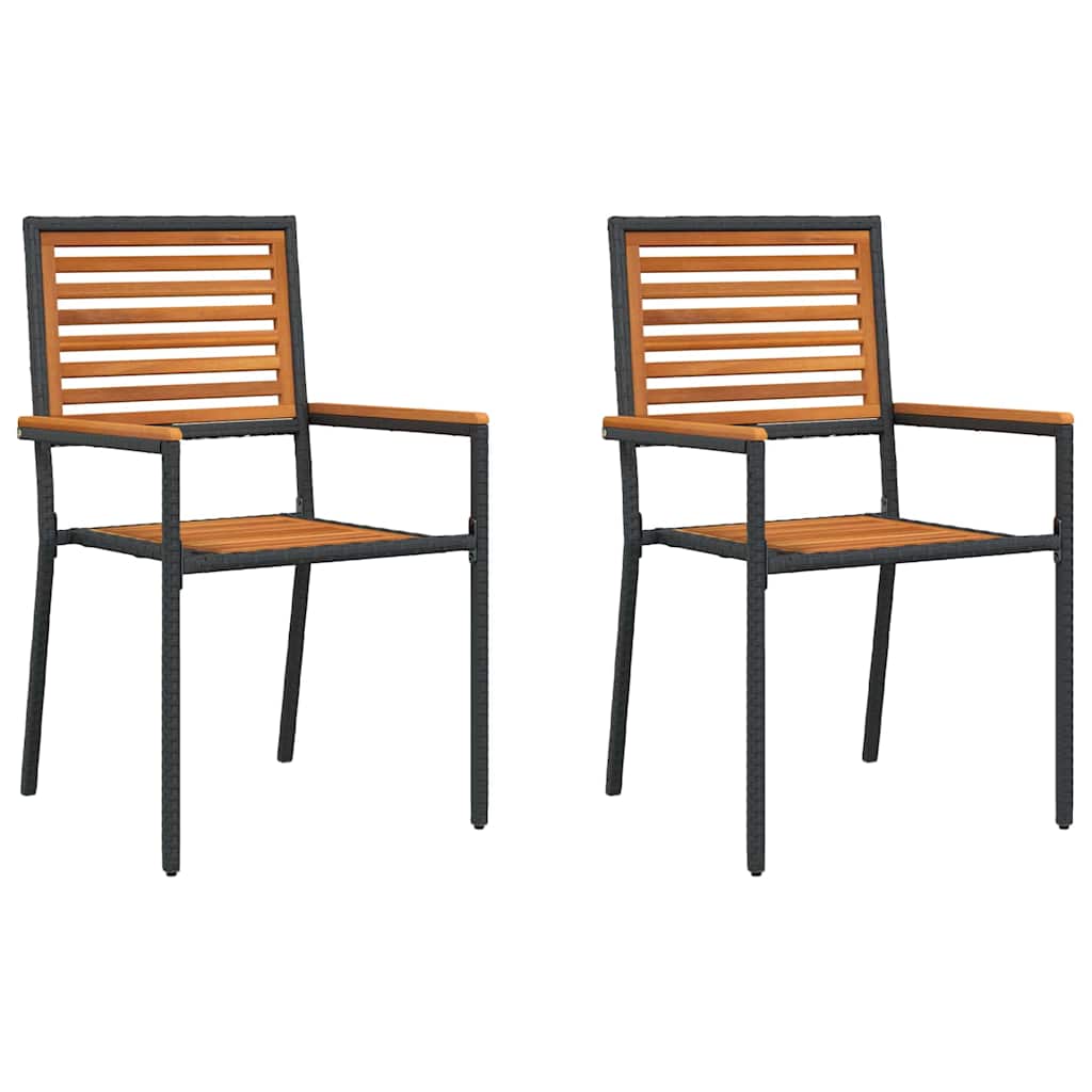 Have stapelstole 2 pcs Brun og sort Solid akacietræ, PE rattan