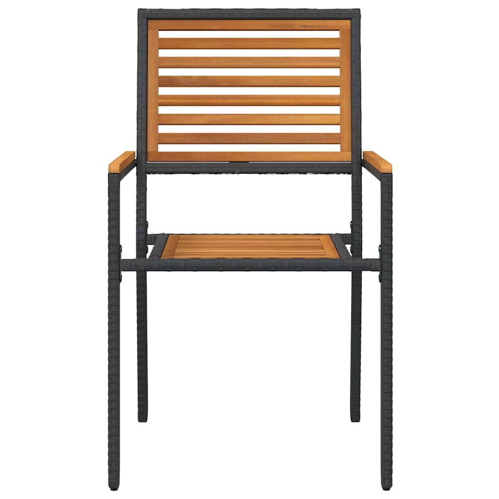 Have stapelstole 2 pcs Brun og sort Solid akacietræ, PE rattan