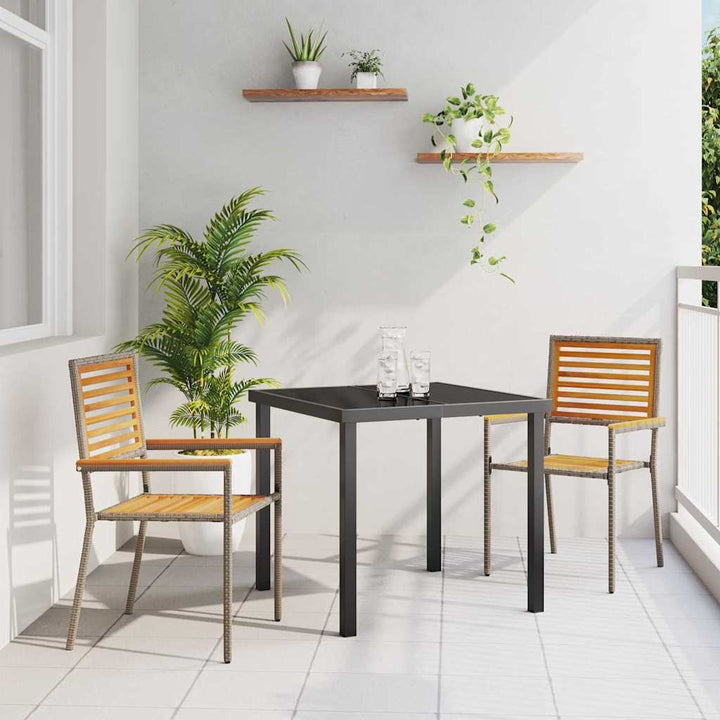 Have stapelstole 2 pcs Brun og grå Solid akacietræ, PE rattan