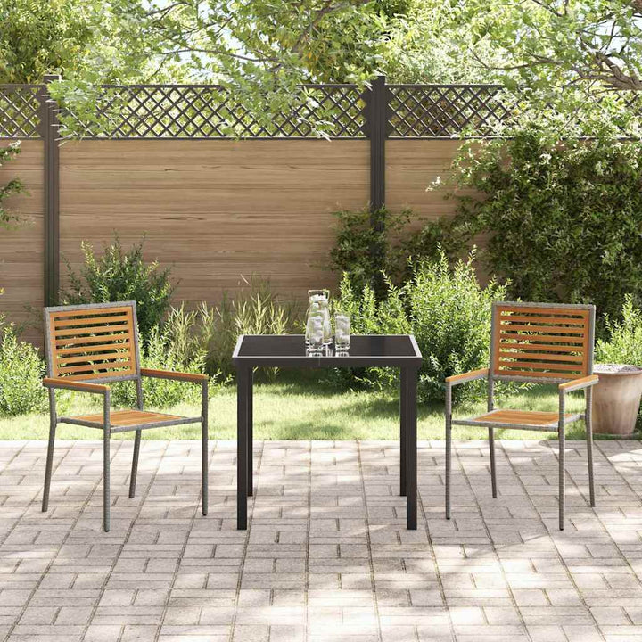 Have stapelstole 2 pcs Brun og grå Solid akacietræ, PE rattan