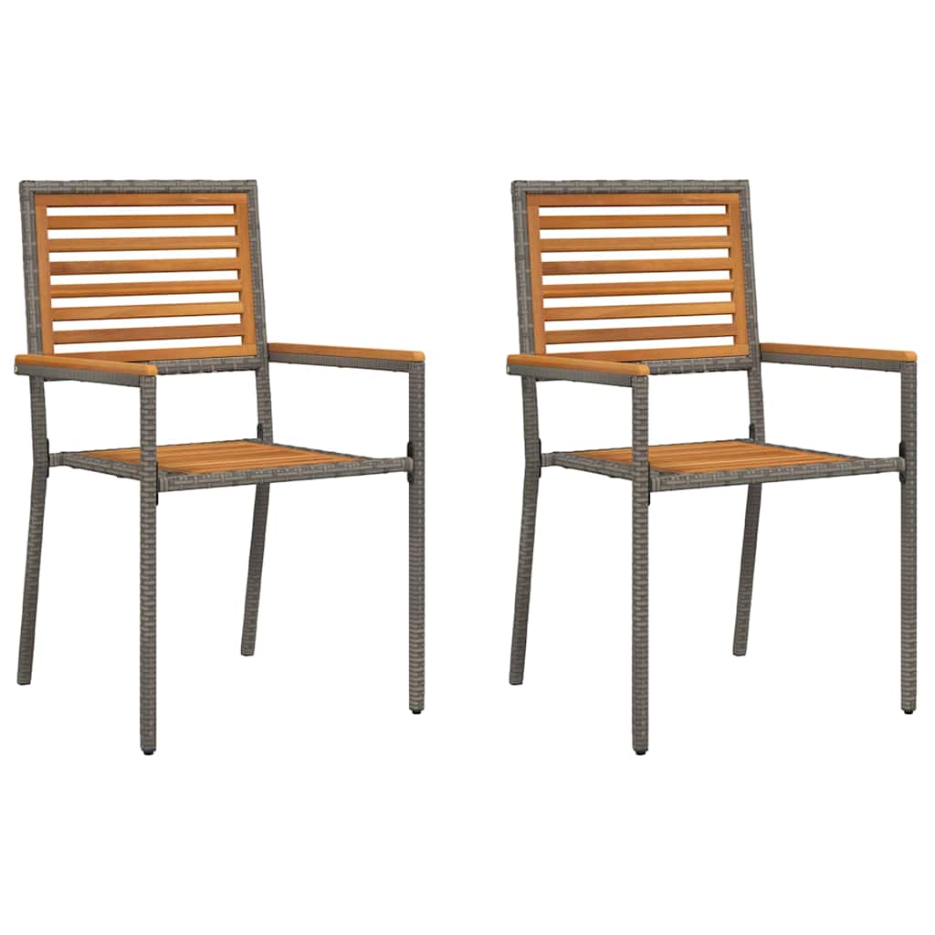 Have stapelstole 2 pcs Brun og grå Solid akacietræ, PE rattan