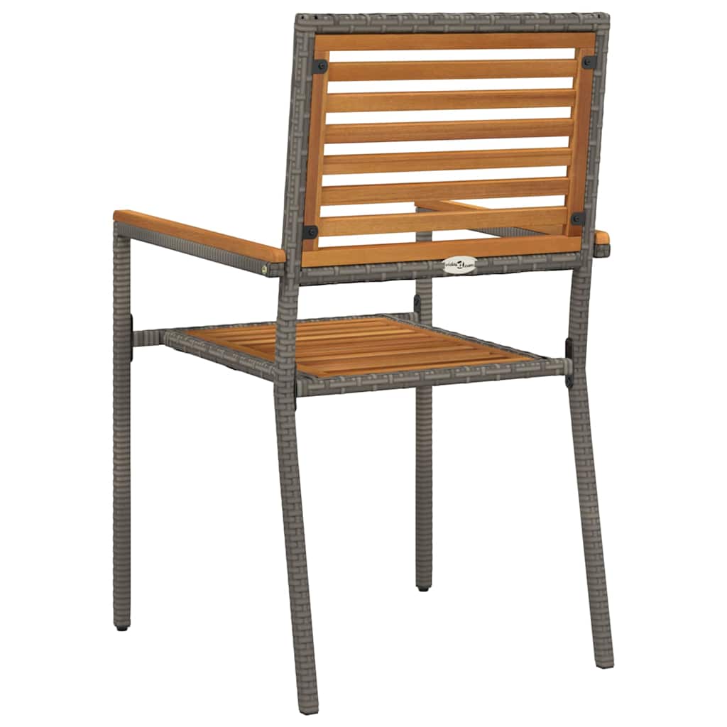 Have stapelstole 2 pcs Brun og grå Solid akacietræ, PE rattan