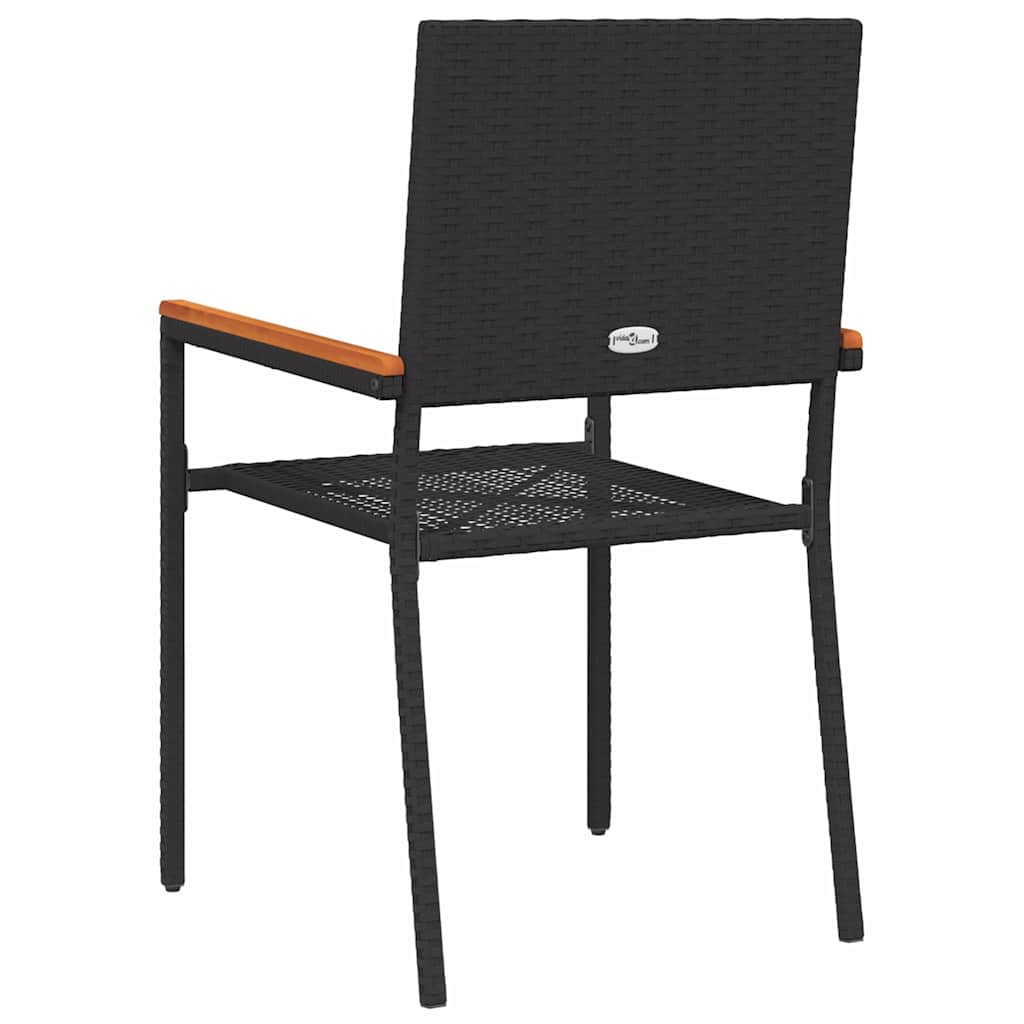 Have stapelstole 2 pcs Sort og Brunt PE rattan, Solid akacietræ