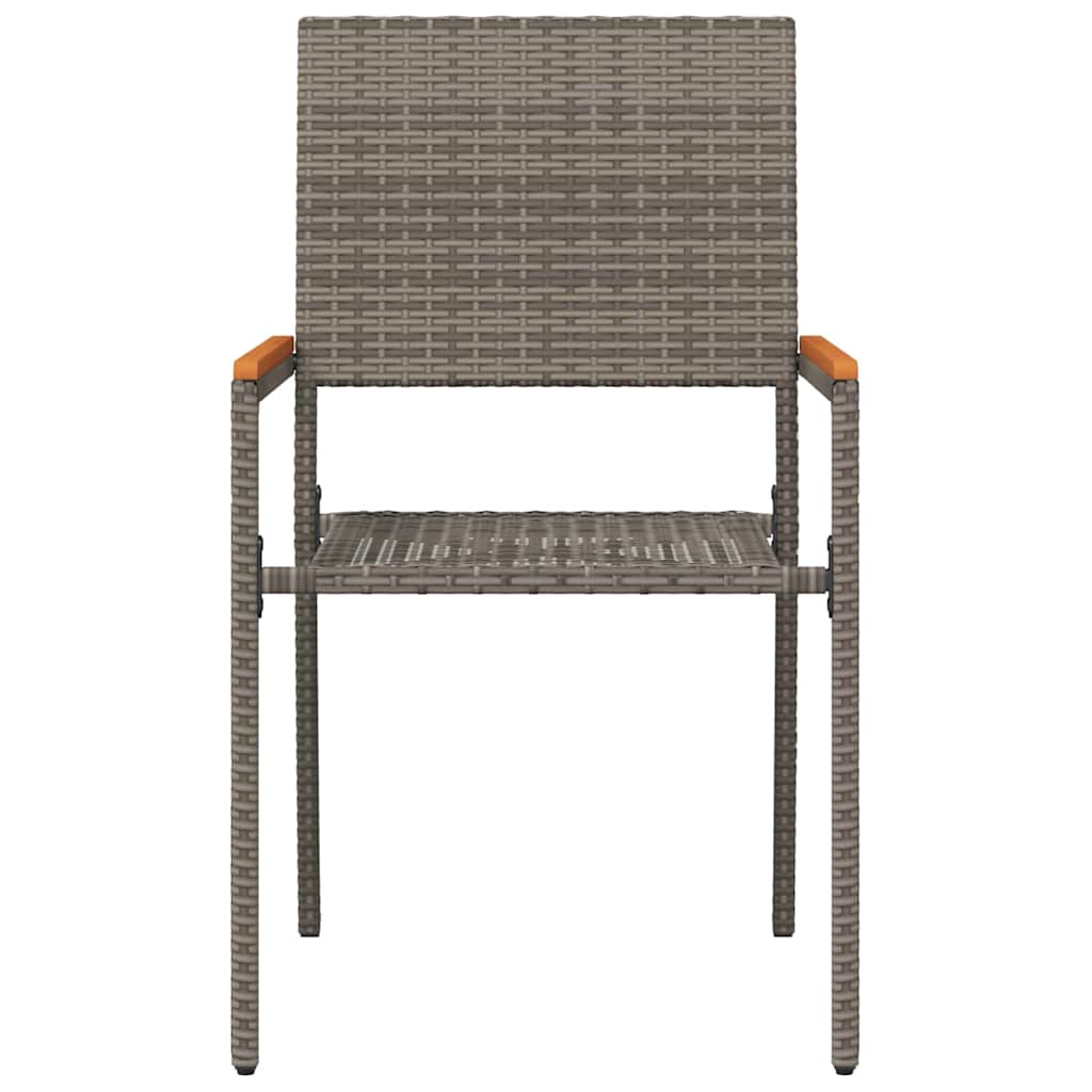 Have stapelstole 2 pcs Grå og Brun PE rattan, Solid akacietræ